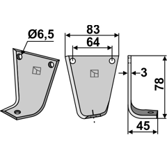 Lame droite pour Fraise/Rotavator GUTBROD 75.71.062 adaptable -