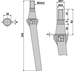 Dent Tige 26 mm pour herse rotative VIGOLO adaptable - Blacksteel©