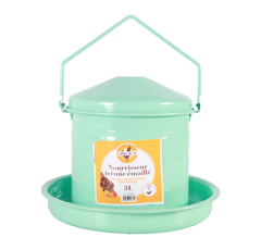 Nourrisseur trémie émaillé vert d'eau 3 L - 4 poules - CHICK'A
