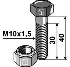 Schraube M10x1,5 x 40 für Mulcher DRAGONE Nachbau  