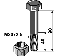 Boulon M20x2,5 pour broyeur PERFECT adaptable - Blacksteel©
