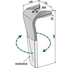 Kreiseleggenzinken,  beschichtet - rechts RH119RDURA Kuhn Nachbau