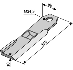 Cuchilla izquierda 310 x 80 x 10 mm para trituradora HUMUS 302251 adaptable