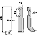 Fräsmesser Links 200 x 35 Brumital-Agris BRU27L Nachbau