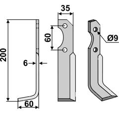 Fräsmesser Links 200 x 35 Brumital-Agris BRU27L Nachbau