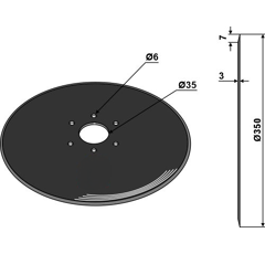 Disque lisse Ø350x3 mm pour semoir LEMKEN 3490010 adaptable 
