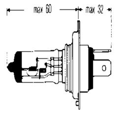 Lampe H4 60 W - 12 V HELLA blanc (phares - feux - phares et feux)