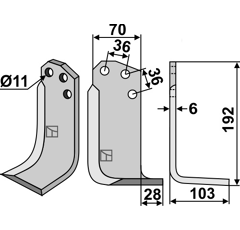 Lame droite pour Fraise/Rotavator AGRIA 06039 adaptable - Blacksteel©