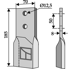 Couteau droit pour broyeur VAN LENGERICH 64462 adaptable - Blacksteel©