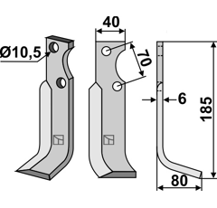 Lame droite pour Fraise/Rotavator GOLDONI 14191 adaptable 