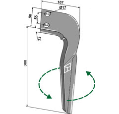 Dent gauche pour herse rotative FRANDENT SU980172 adaptable - Blacksteel©