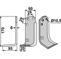 Lame gauche pour Fraise/Rotavator AGRIA 16454 adaptable
