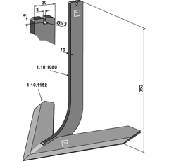 Stiel mit Schar 360mm - 405636 / 41820247 | Steketee - Nachbau