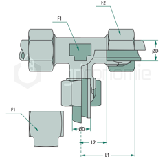 Raccord T sans écrou 400 bars - STAUFF
