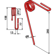 Griffe Ø8mm pour semoir LEMKEN 3537049 adaptable - Blacksteel©