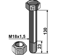 Schraube M18x1,5 x 130 für Mulcher DRAGONE Nachbau  