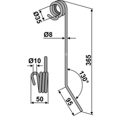 Striegelzinken Ø8mm - 62282521 | Heger - Nachbau