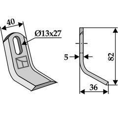 Couteau-Y pour broyeur 82x40mm MOTT adaptable - Blacksteel©