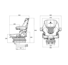 Traktorsitz, mechanisch GRAMMER Compacto Basic M MSG83/521 Stoffbezug