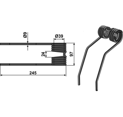 Dent de fenaison pour faneuse FRANSGARD 46031 adaptable - BlackSteel©