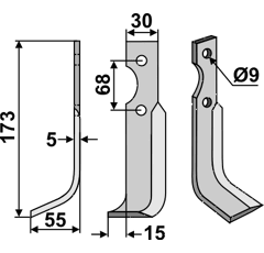 Fräsmesser Links 173 x 30 Benassi Nachbau