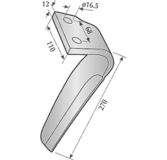 Dent gauche pour herse rotative KUHN  52549430 adaptable