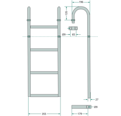 Echelle - 3 échelons - 780 mm