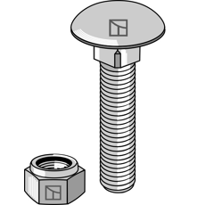 Boulon à tête bombée M10x1,5x45 - 8.8 avec écrou à freinage interne