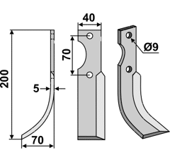 Fräsmesser Links 200 x 40 Adriatica, Fort Nachbau
