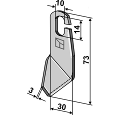 Fléau droit à ailettes 73 mm pour broyeur AMAZONE 994123 adaptable