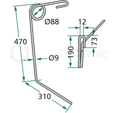 Dent 780 x 190 mm pour semoir KONGSKILDE adaptable