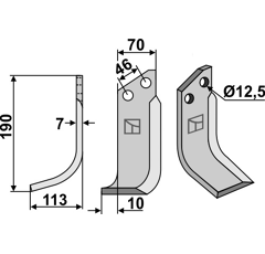 Lame gauche pour Fraise/Rotavator MURATORI 12000600 adaptable - Blacksteel©