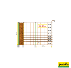 Filet électrifié avec piquets double pointe 1,06  x 50 m  - PATURA