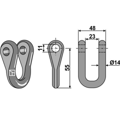 Schäkel 55 x 48 für Mulcher NOREMAT – Nachbau  