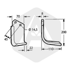 Lame droite pour fraise-rotavator MALETTI 100079 adaptable