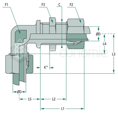 Raccord passe-cloison coudé 90° SWV15L - STAUFF adaptable