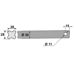 Dent de fourche 30 x 750 mm pour chargeur MAILLEUX adaptable