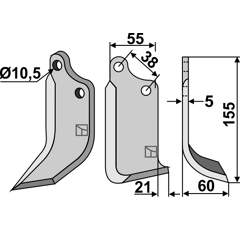 Fräsmesser rechts 150 x 60 x 5 mm AGRIA 12868 - 1767-12868 - Nachbau