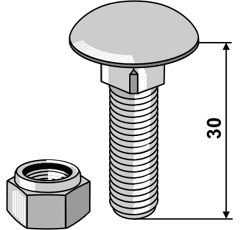 Boulon à tête bombée M10x1,5x30 - 8.8 avec écrou à freinage interne