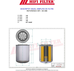 Filtre à huile adaptable HIFI FILTER SO286