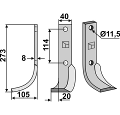 Lame gauche pour Fraise/Rotavator HOWARD 9941 adaptable - Blacksteel©
