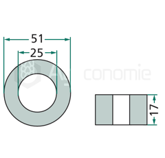 Entretoise 17x25,5 pour broyeur ALPEGO adaptable 