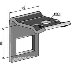 Bride de fixation pour dent 89 mm adaptable - BlackSteel©