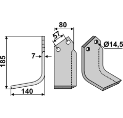 Fräsmesser Links 185 x 80 Kuhn Nachbau