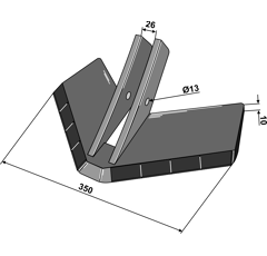Flügelschar, Hartmetall beschichtet - Monoschar 101EXT1036 Köckerling Nachbau