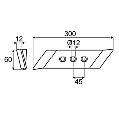 Pointe réversible droite pour charrue RABEWERK 2751.09.01 adaptable
