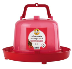 Abreuvoir poule / volaille - rouge transparent  5 litres - CHICK'A