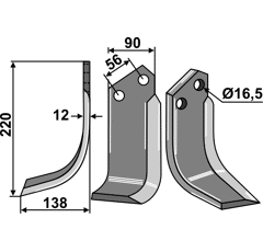 Fräsmesser - links MAS81L Maschio Nachbau