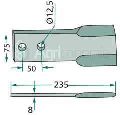 Fléau pour broyeur 235x75mm, gauche PERFECTadaptable 