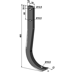 Dent pour déchaumeur LEMKEN 4653901 adaptable - Blacksteel©